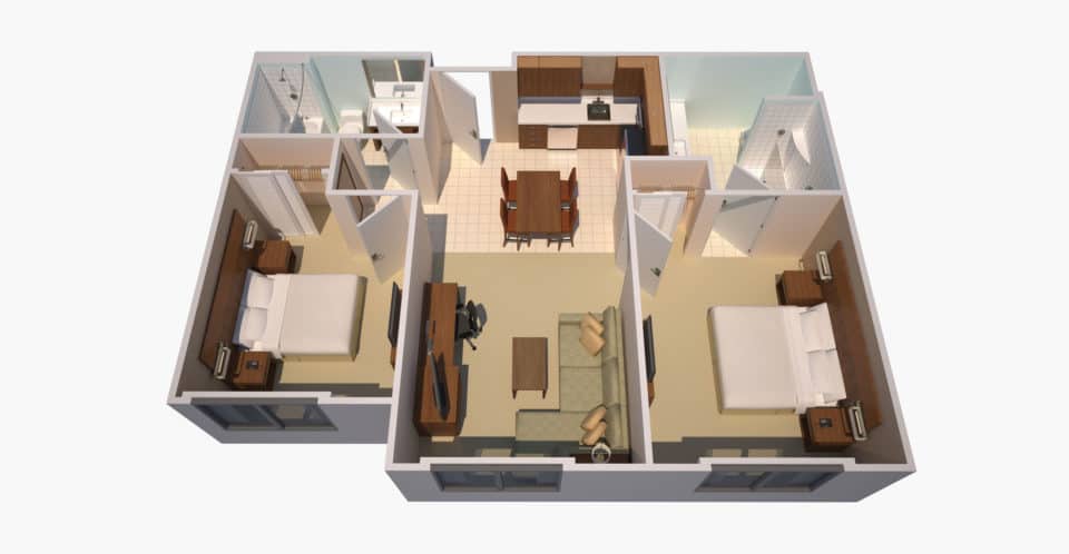Residence Inn Two Bedroom Suite Floor Plan